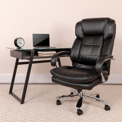 24/7 Intensive Use Big & Tall 500 lb. Rated Black LeatherSoft Swivel Ergonomic Office Chair with Loop Arms