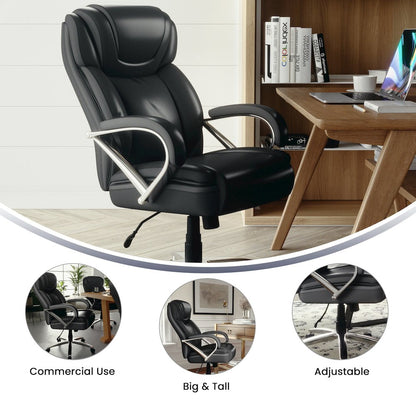 500 lb. Rated Black Executive Swivel Office Chair with Extra Wide Seat
