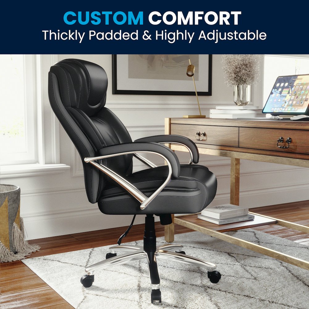 500 lb. Rated Black Executive Swivel Office Chair with Extra Wide Seat