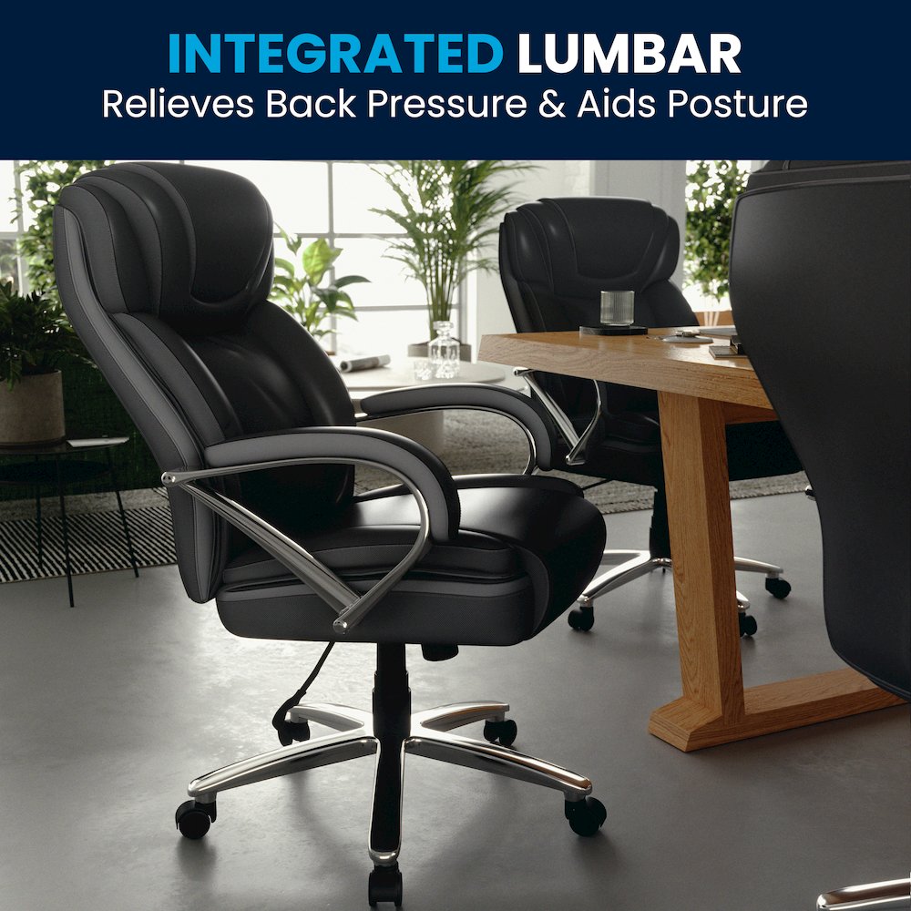 500 lb. Rated Black Executive Swivel Office Chair with Extra Wide Seat