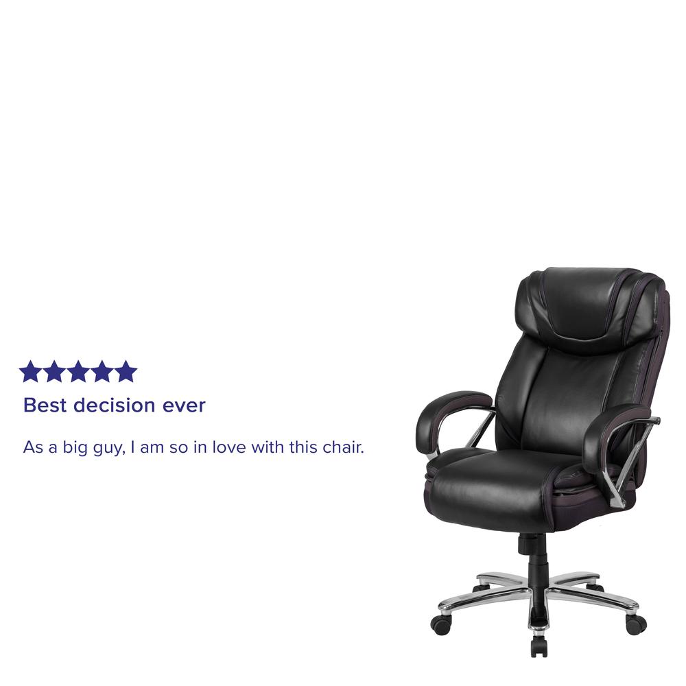 Big & Tall 500 lb. Rated Black LeatherSoft Executive Swivel Ergonomic Office Chair with Extra Wide Seat