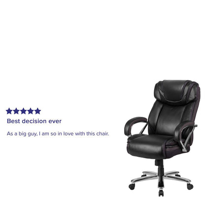 Big & Tall 500 lb. Rated Black LeatherSoft Executive Swivel Ergonomic Office Chair with Extra Wide Seat