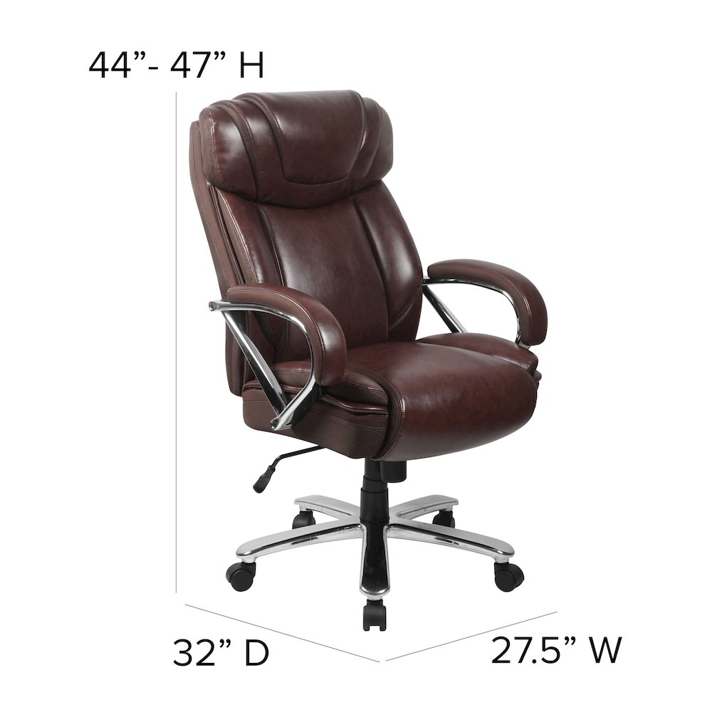 Big & Tall 500 lb. Rated Brown LeatherSoft Executive Swivel Ergonomic Office Chair with Extra Wide Seat