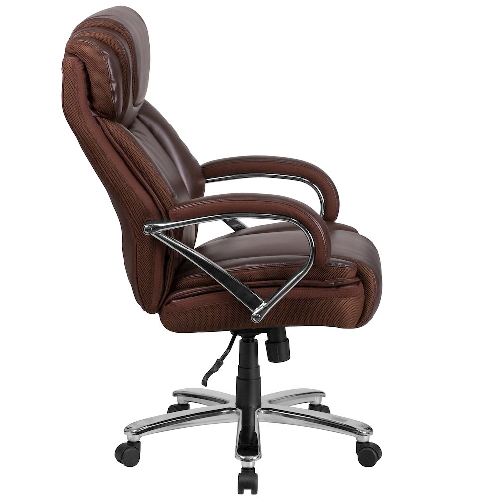 Big & Tall 500 lb. Rated Brown LeatherSoft Executive Swivel Ergonomic Office Chair with Extra Wide Seat