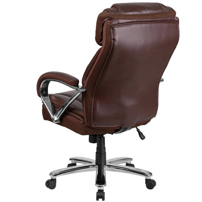 500 lb. Rated Brown Executive Swivel Office Chair with Extra Wide Seat