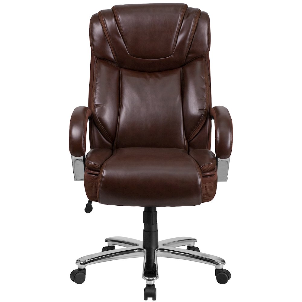 500 lb. Rated Brown Executive Swivel Office Chair with Extra Wide Seat