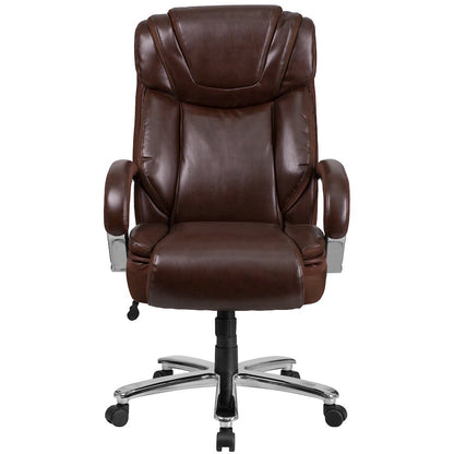 500 lb. Rated Brown Executive Swivel Office Chair with Extra Wide Seat