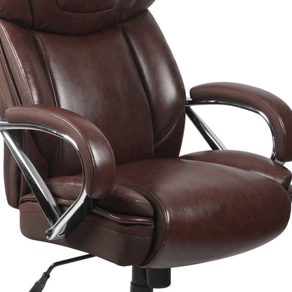 500 lb. Rated Brown Executive Swivel Office Chair with Extra Wide Seat