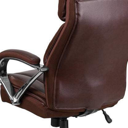 500 lb. Rated Brown Executive Swivel Office Chair with Extra Wide Seat