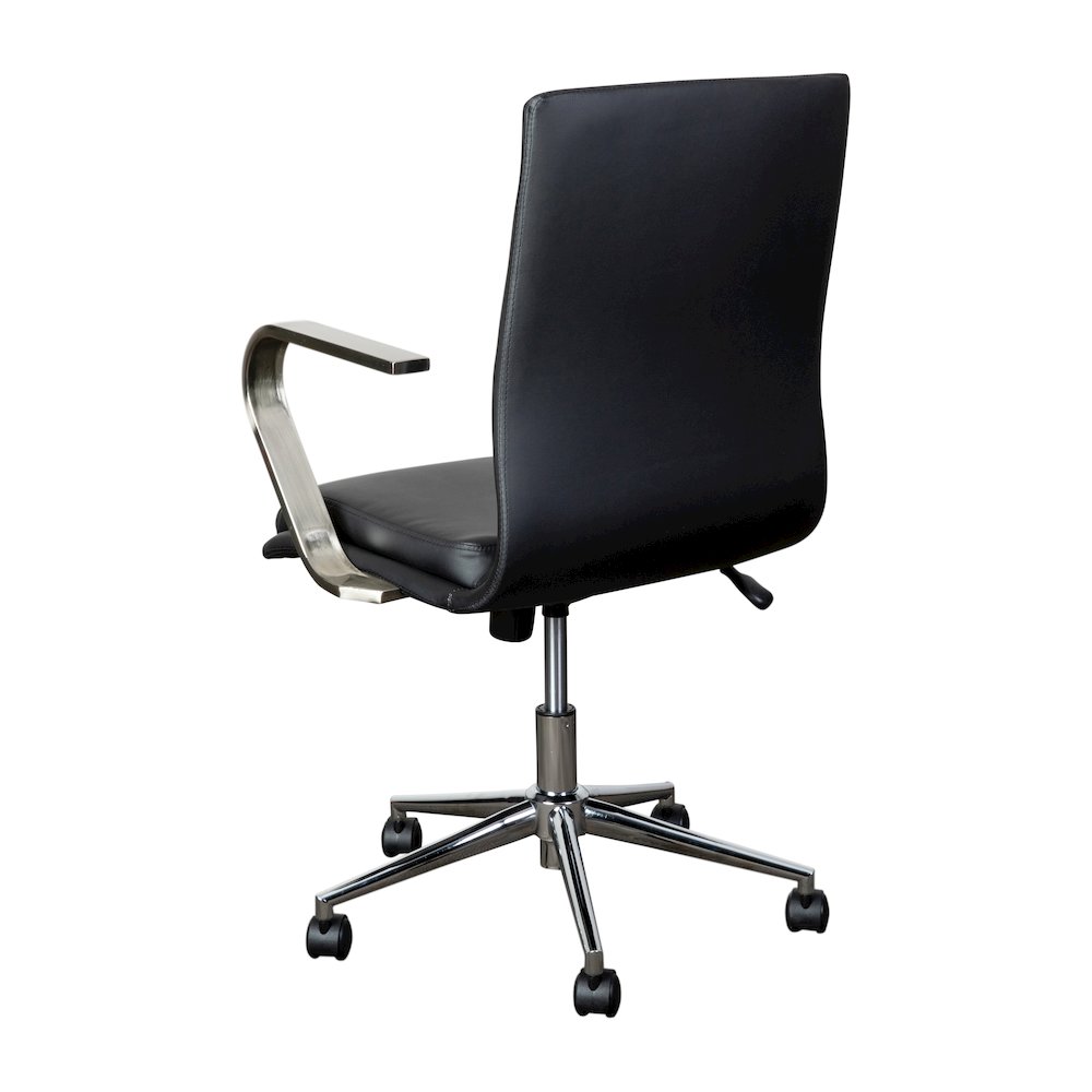 Mid-Back Executive Office Chair with Brushed Chrome Base and Arms, Black