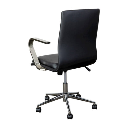Mid-Back Executive Office Chair with Brushed Chrome Base and Arms, Black