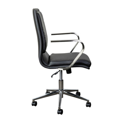 Mid-Back Executive Office Chair with Brushed Chrome Base and Arms, Black