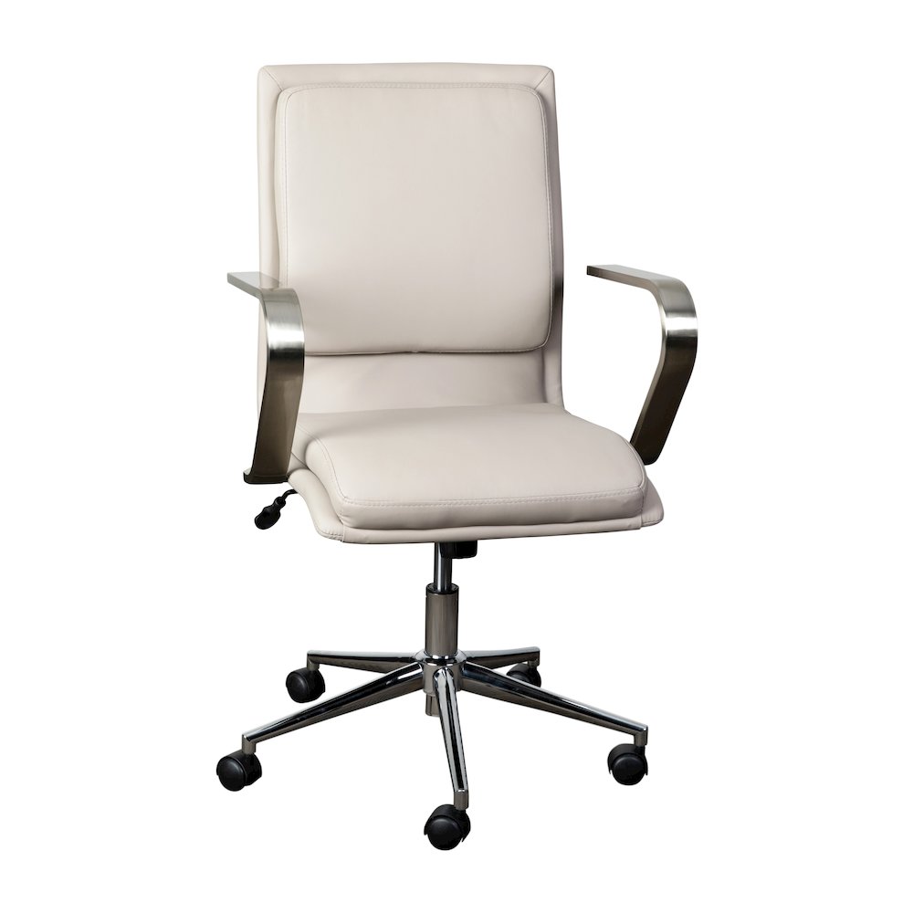 Mid-Back Executive Office Chair with Brushed Chrome Base and Arms, Taupe