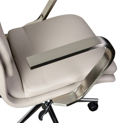 Mid-Back Executive Office Chair with Brushed Chrome Base and Arms, Taupe