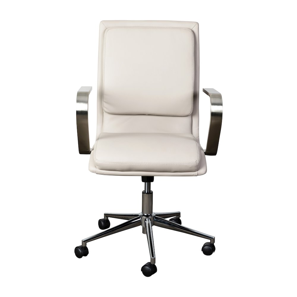 Mid-Back Executive Office Chair with Brushed Chrome Base and Arms, Taupe