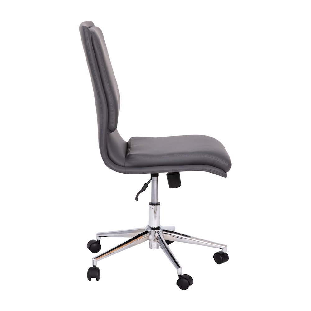Mid-Back Armless Swivel Task Office Chair with and Adjustable Chrome Base, Gray