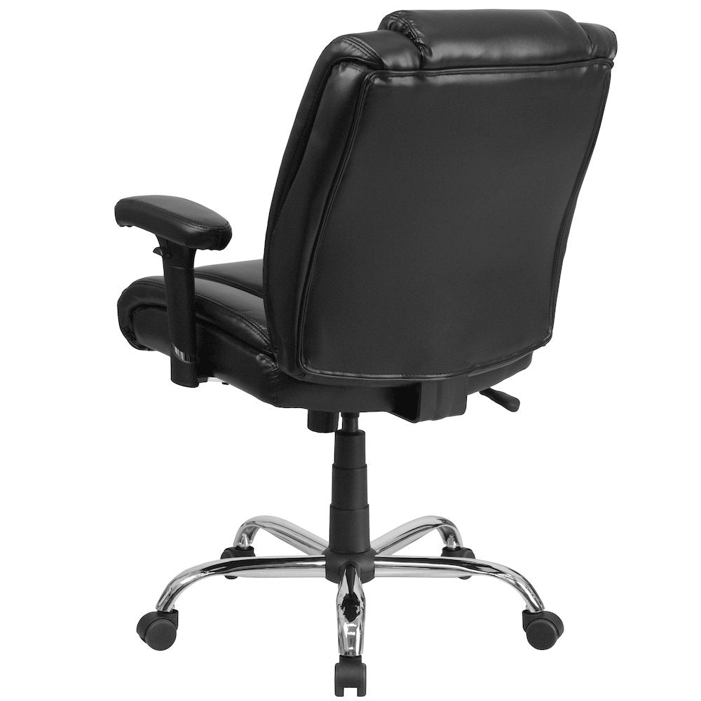 Big & Tall 400 lb. Rated Black LeatherSoft Ergonomic Task Office Chair with Chrome Base and Adjustable Arms