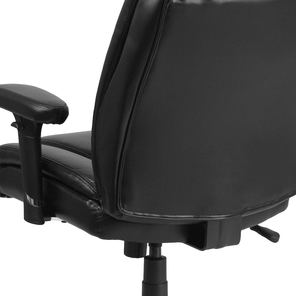 Big & Tall 400 lb. Rated Black LeatherSoft Ergonomic Task Office Chair with Chrome Base and Adjustable Arms