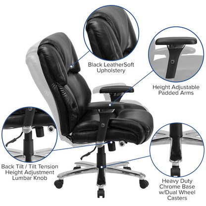 24/7 Intensive Use Big & Tall 400 lb. Rated Black Executive Lumbar Office Chair