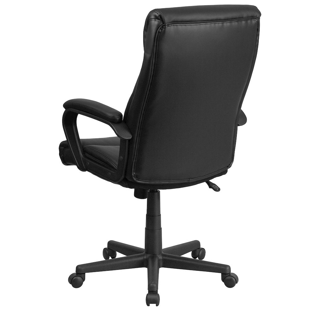 High Back Black Executive Swivel Office Chair with Slight Mesh Accent and Arms