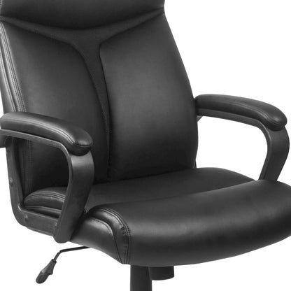High Back Black Executive Swivel Office Chair with Slight Mesh Accent and Arms