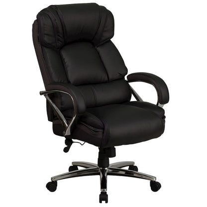 Big & Tall 500 lb. Rated Black LeatherSoft Executive Swivel Ergonomic Office Chair with Chrome Base and Arms