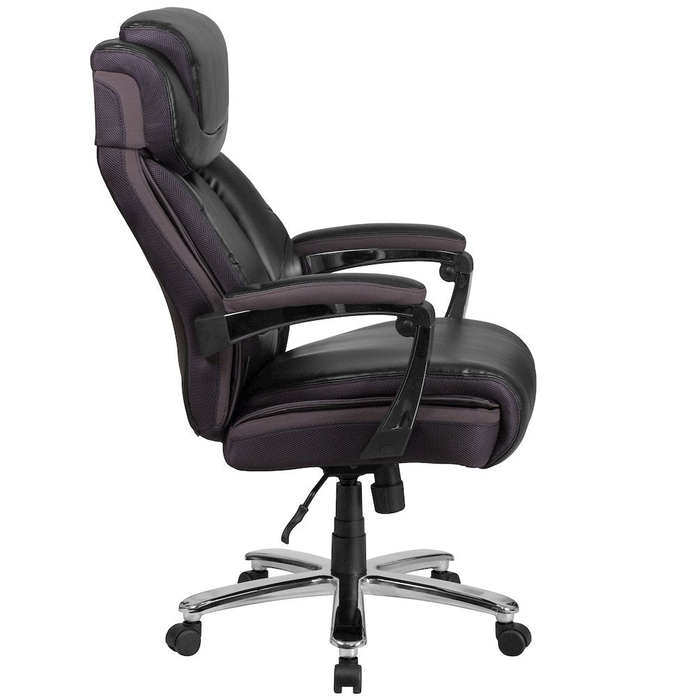500 lb. Rated Black Executive Swivel Office Chair with Adjustable Headrest