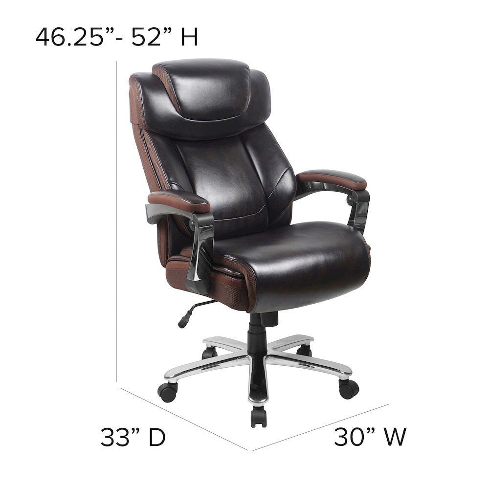 Office Chair | Brown Executive Swivel Office Chair with Headrest and Wheels
