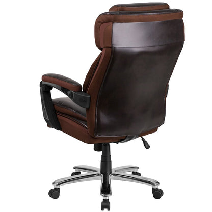 Big & Tall 500 lb. Rated Brown LeatherSoft Executive Swivel Ergonomic Office Chair with Adjustable Headrest