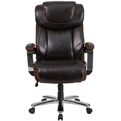 Office Chair | Brown Executive Swivel Office Chair with Headrest and Wheels