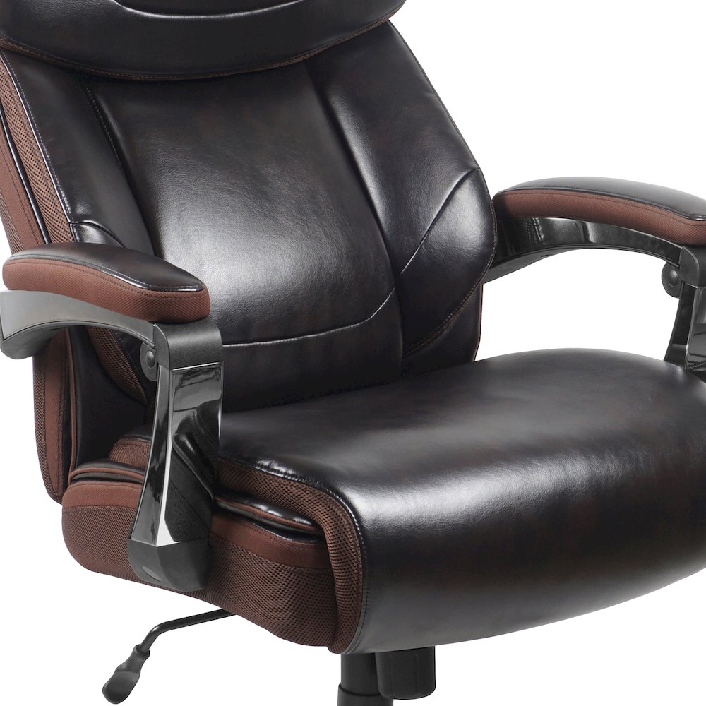 Office Chair | Brown Executive Swivel Office Chair with Headrest and Wheels