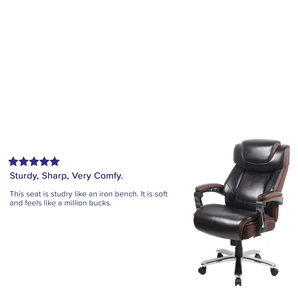 Big & Tall 500 lb. Rated Brown LeatherSoft Executive Swivel Ergonomic Office Chair with Adjustable Headrest