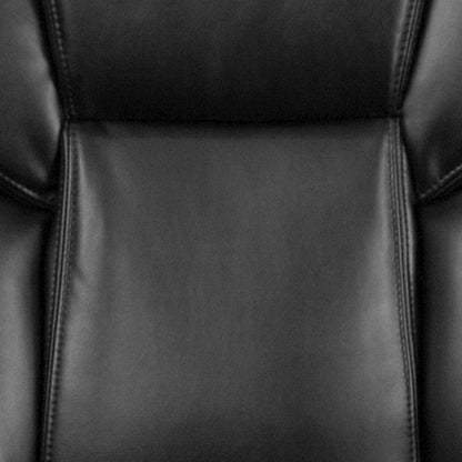 Mid-Back Black LeatherSoft Executive Swivel Office Chair with Padded Arms