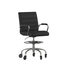 Mid-Back Black Drafting Chair with Adjustable Foot Ring, Chrome Base,
