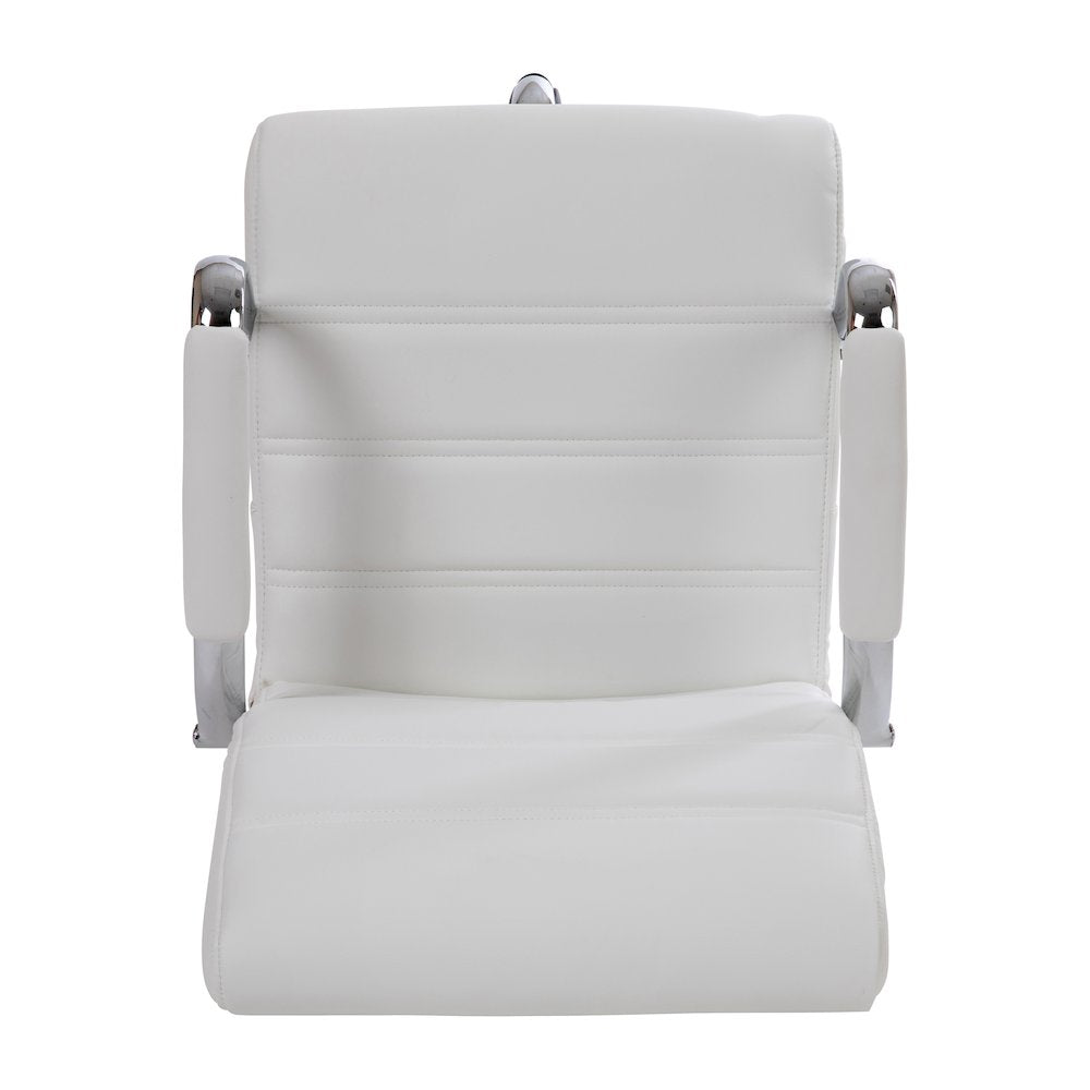 Mid-Back White Drafting Chair with Adjustable Foot Ring and Chrome Base