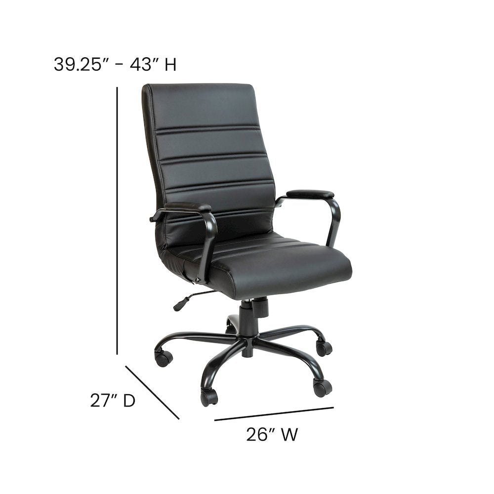 High Back Black Executive Swivel Office Chair with Black Frame and Arms