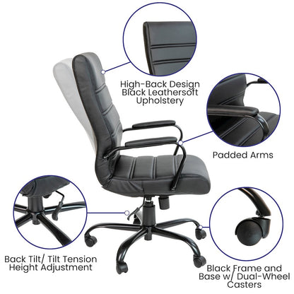 High Back Black Executive Swivel Office Chair with Black Frame and Arms