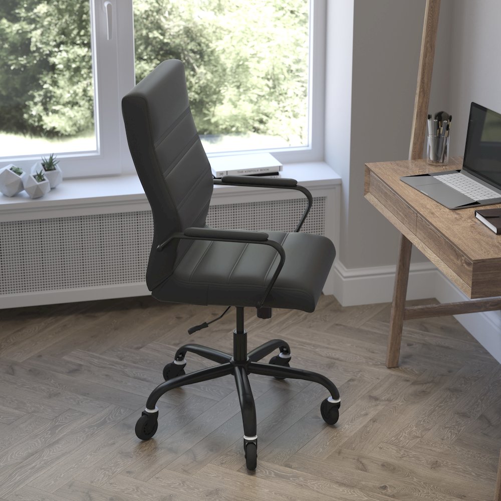High Back Black Executive Swivel Office Chair with Black Frame, Arms,