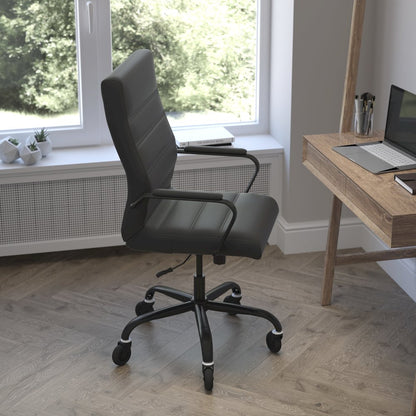 High Back Black Executive Swivel Office Chair with Black Frame, Arms,