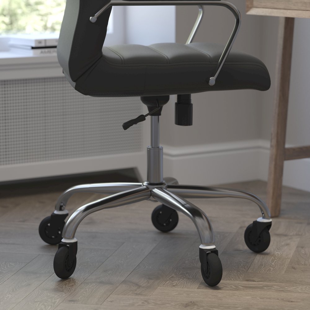 High Back Black Executive Swivel Office Chair with Chrome Frame, Arms,