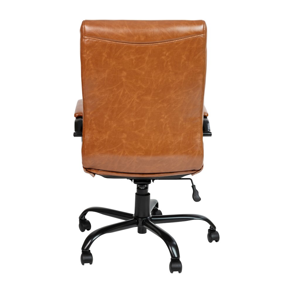 High Back Brown Executive Swivel Office Chair with Black Frame and Arms