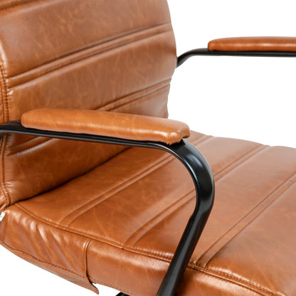 High Back Brown Executive Swivel Office Chair with Black Frame and Arms