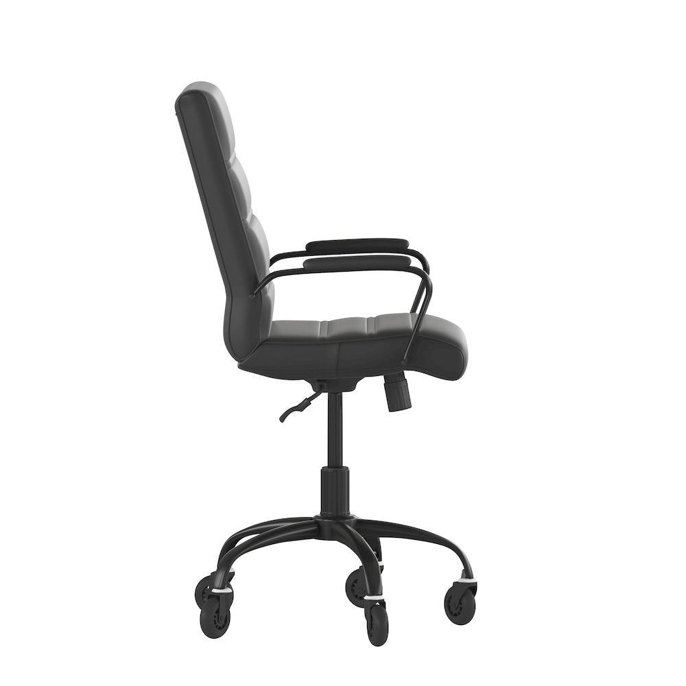 Mid-Back Black Executive Swivel Office Chair with Black Frame, Arms,