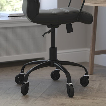 Mid-Back Black Executive Swivel Office Chair with Black Frame, Arms,