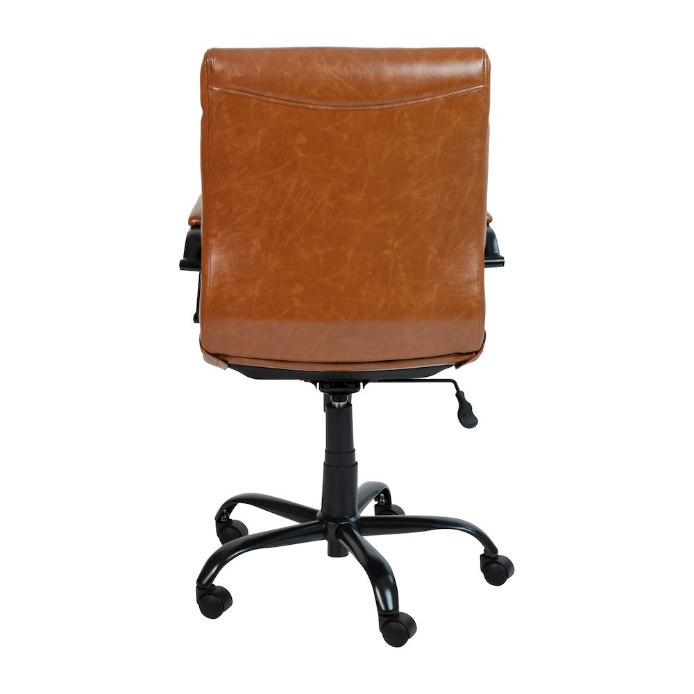 Mid-Back Brown Executive Swivel Office Chair with Black Frame and Arms