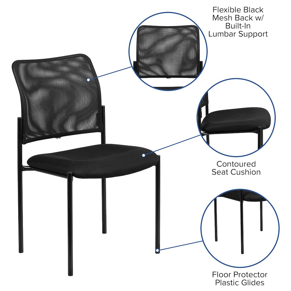 Comfort Black Mesh Stackable Steel Side Chair