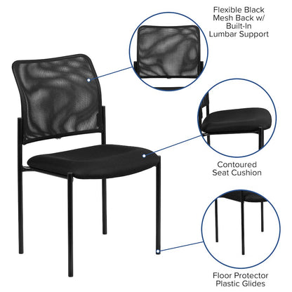 Comfort Black Mesh Stackable Steel Side Chair