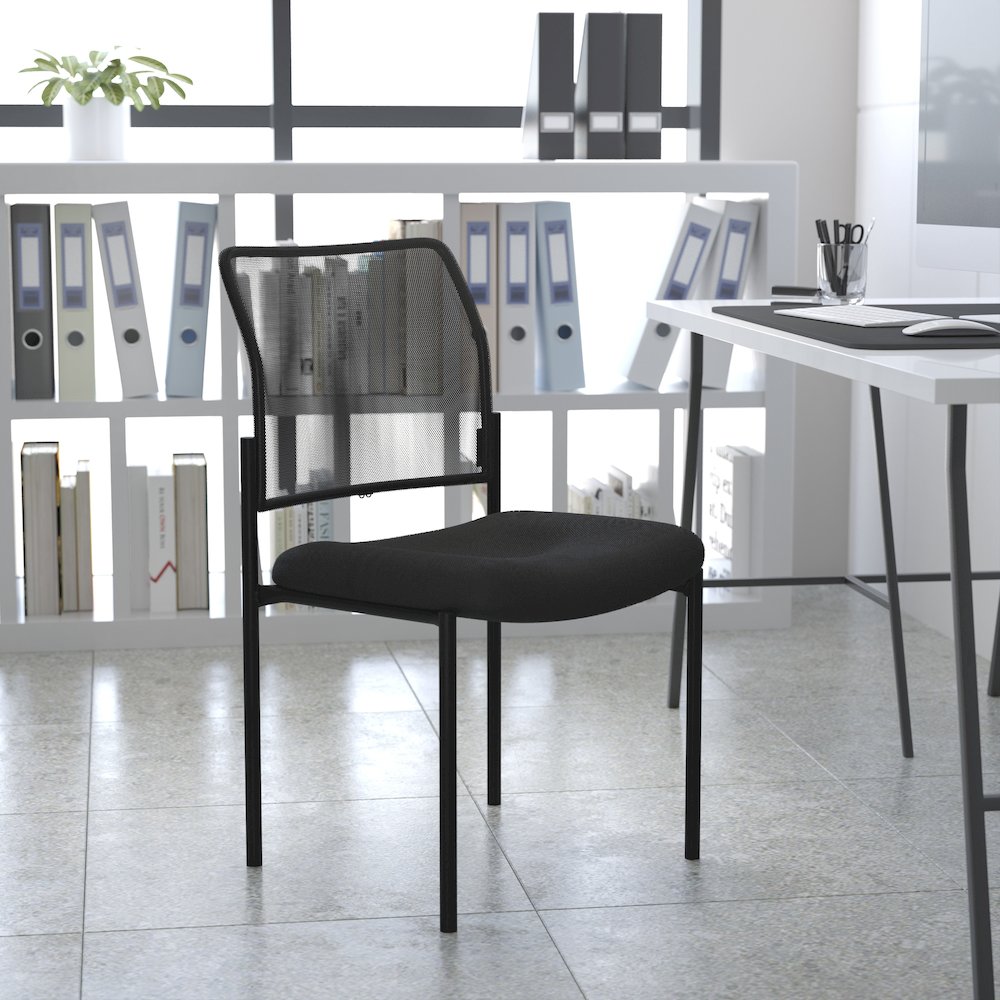 Comfort Black Mesh Stackable Steel Side Chair