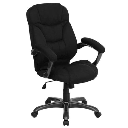 High Back Black Microfiber Contemporary Executive Swivel Office Chair with Arms