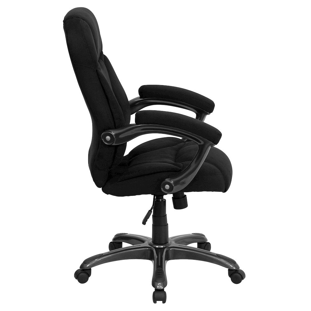 High Back Black Microfiber Contemporary Executive Swivel Office Chair with Arms